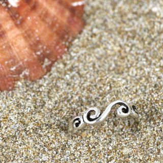 925 Sterling Silver toe ring with long and narrow spirals - 