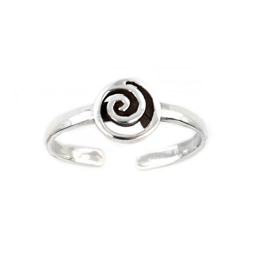 925 Sterling Silver toe ring with a spiral in the center