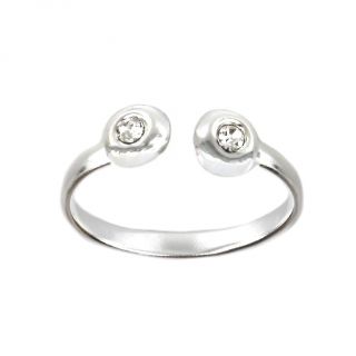 Ασημένιο δαχτυλίδι ποδιού με δύο στρας