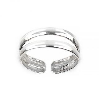 Ασημένιο δαχτυλίδι ποδιού διπλή βέρα γυαλιστερό