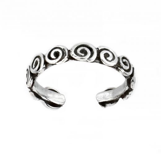 926 Sterling Silver toe ring with circular spirals
