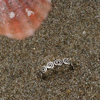 926 Sterling Silver toe ring with circular spirals - 