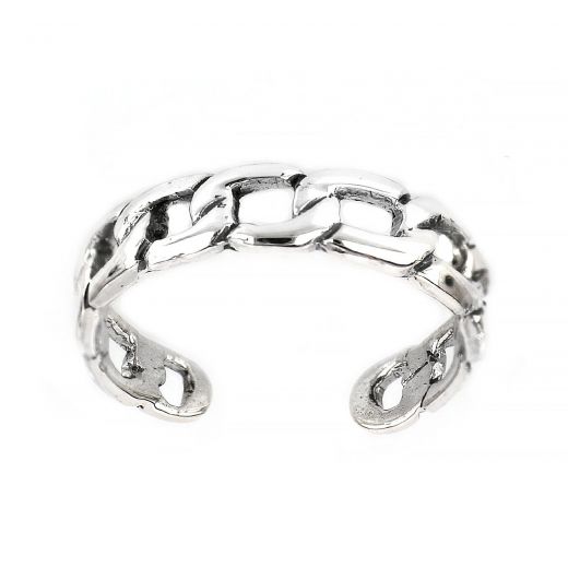 925 Sterling Silver toe ring with chain design