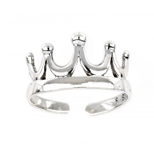 925 Sterling Silver toe ring with crown design