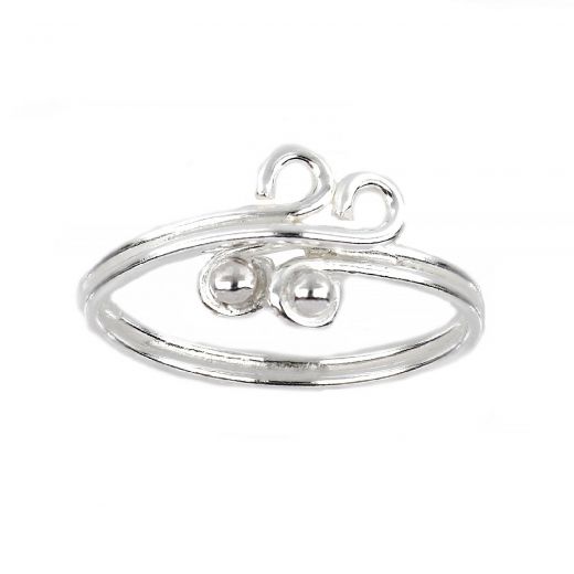 925 Sterling Silver toe ring with double curvy design