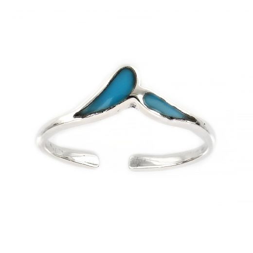 925 Sterling Silver turquoise toe ring with unique design