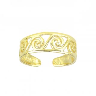 Ασημένιο δαχτυλίδι ποδιού επίχρυσο με σπείρες ενωμένες