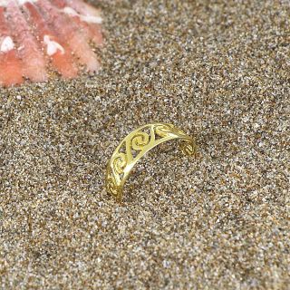 925 Sterling Silver gold plated toe ring with spirals - 
