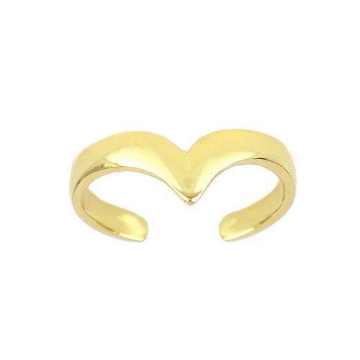 925 Sterling Silver gold plated chevron toe ring
