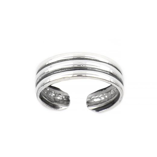 925 Sterling Silver three stripes toe ring