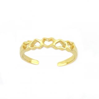 Ασημένιο δαχτυλίδι ποδιού επίχρυσο με καρδιές