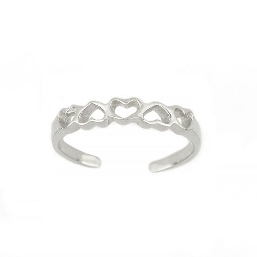 925 Sterling Silver toe ring with hearts