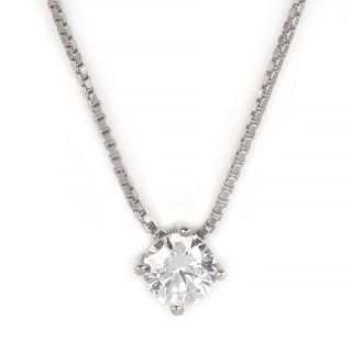 925 Sterling Silver rhodium plated necklace with white 3mm cubic zirconia - 