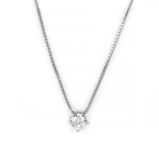 925 Sterling Silver rhodium plated necklace with white 3mm cubic zirconia