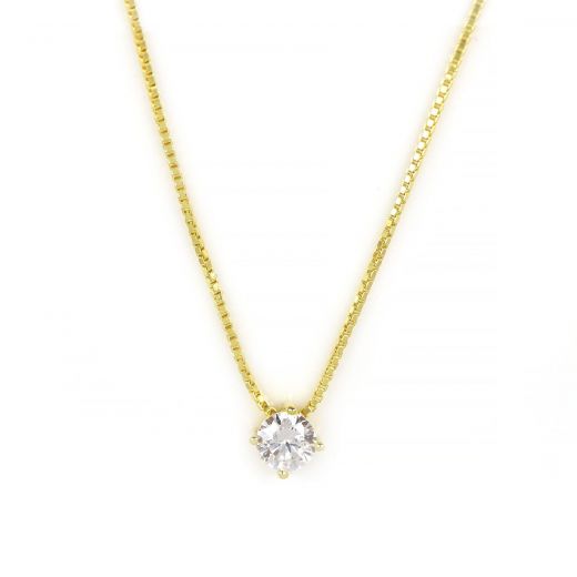 925 Sterling Silver gold plated necklace with white 3mm cubic zirconia