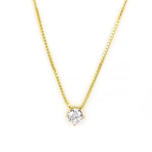 925 Sterling Silver gold plated necklace with white 3mm cubic zirconia