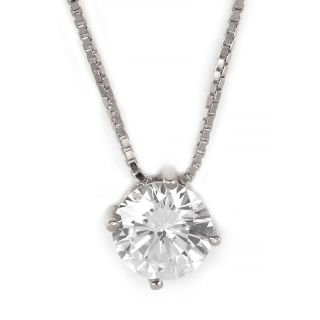 925 Sterling Silver rhodium plated necklace with white 4mm cubic zirconia - 