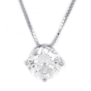 925 Sterling Silver rhodium plated necklace with white 7mm cubic zirconia - 