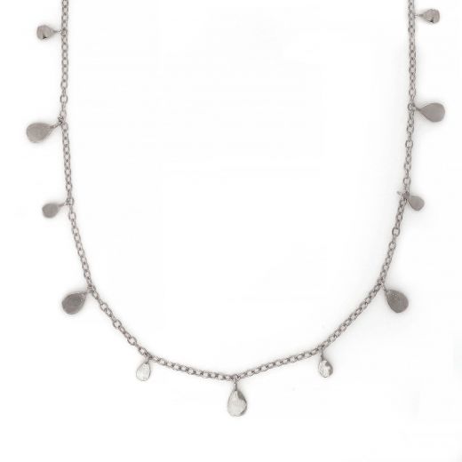 925 Sterling Silver rhodium plated necklace with charms in tear design