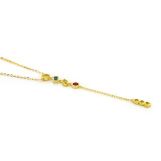 925 Sterling Silver gold plated necklace with multicolored cubic zirconia KL11407-02 - 