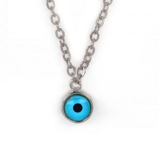 925 Sterling Silver rhodium plated necklace with an evil eye 5mm - 