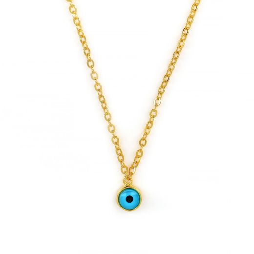 925 Sterling Silver gold plated necklace with an evil eye