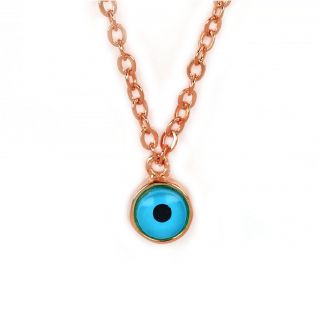 925 Sterling Silver rose gold plated necklace with an evil eye 5mm - 