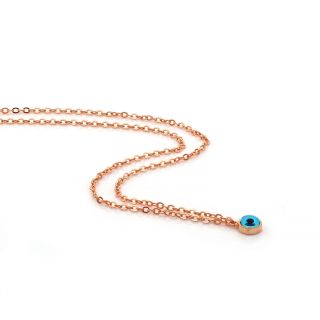 925 Sterling Silver rose gold plated necklace with an evil eye 5mm - 