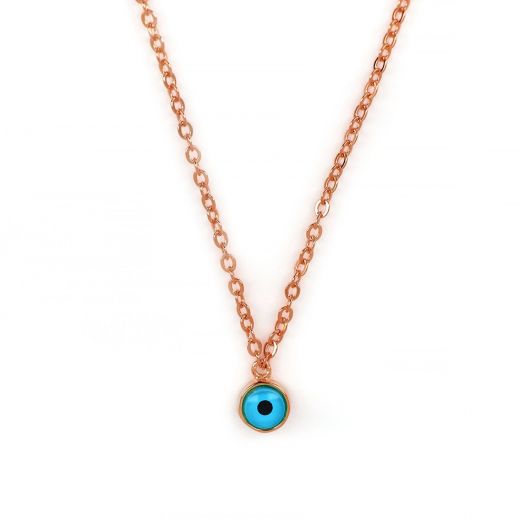 925 Sterling Silver rose gold plated necklace with an evil eye 5mm