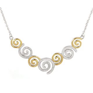 925 Sterling Silver two colored necklace with white cubic zirconia and spiral design 925 Sterling Silver two colored necklace with white cubic zirconia and spiral design