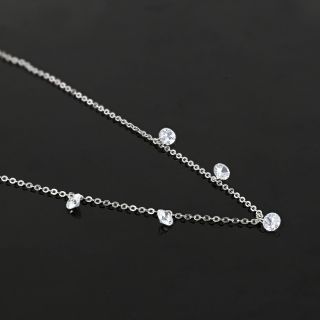 925 Sterling Silver rhodium plated necklace with white crystals - 