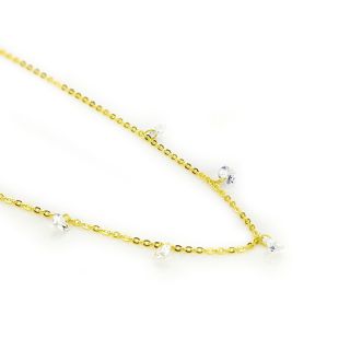 925 Sterling Silver gold plated necklace with white crystals - 