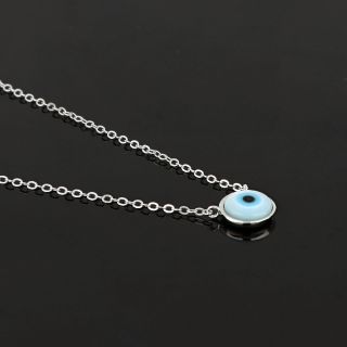 925 Sterling Silver rhodium plated necklace with an evil eye - 