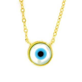 925 Sterling Silver gold plated necklace with an evil eye - 