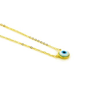 925 Sterling Silver gold plated necklace with an evil eye - 