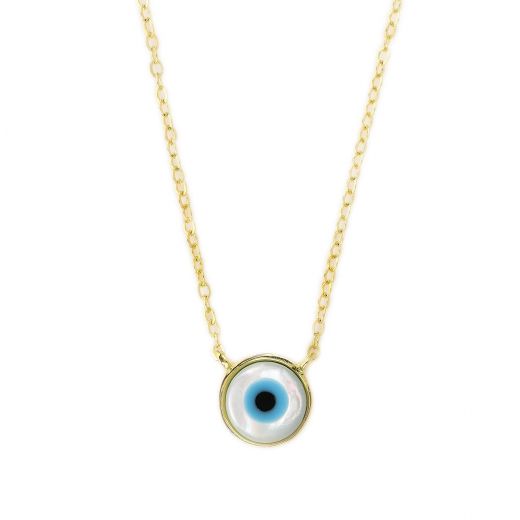 925 Sterling Silver gold plated necklace with an evil eye