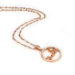925 Sterling Silver rose gold plated necklace with white zircon "Mama" - 
