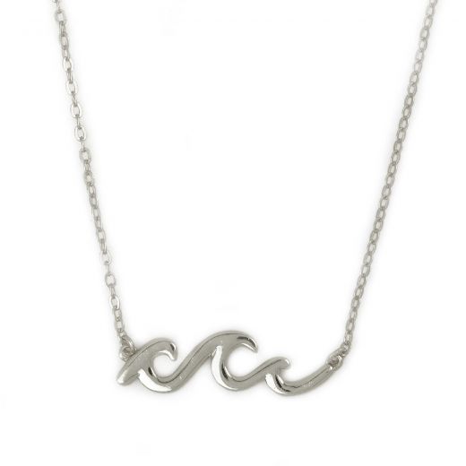 925 Sterling Silver rhodium plated necklace "WAVE"