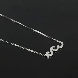 925 Sterling Silver rhodium plated necklace "WAVE" - 