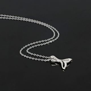 925 Sterling Silver rhodium plated necklace with white zircon "DOLPHIN'S TALE" - 