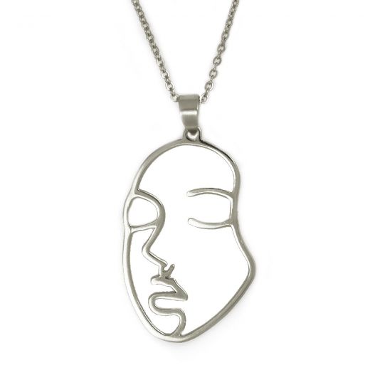 925 Sterling Silver rhodium plated necklace "FACE"