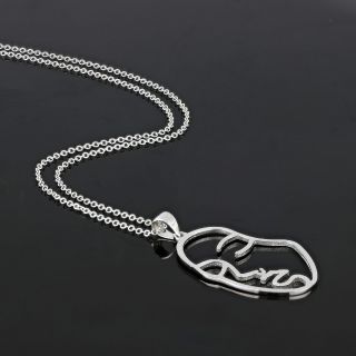 925 Sterling Silver rhodium plated necklace "FACE" - 
