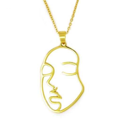 925 Sterling Silver gold plated necklace "FACE"