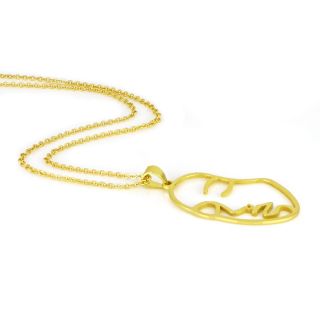 925 Sterling Silver gold plated necklace "FACE" - 