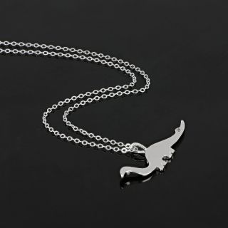925 Sterling Silver rhodium plated necklace with white zircons "DINOSAUR" - 