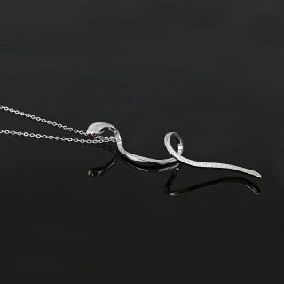 925 Sterling Silver rhodium plated necklace with white zircons "SNAKE" - 