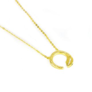 925 Sterling Silver gold plated necklace with white zircons "SNAKE" - 