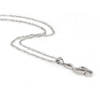 925 Sterling Silver necklace with clef and zircon - 