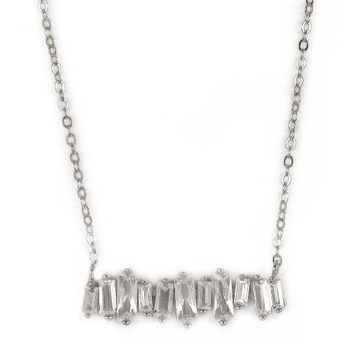925 Sterling Silver necklace with white crystals