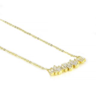 925 Sterling Silver gold plated necklace with white crystals - 